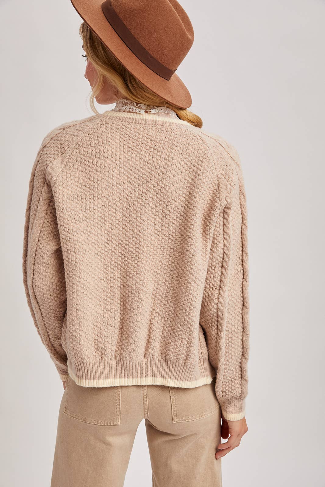 Latte Cable Knit Cardigan