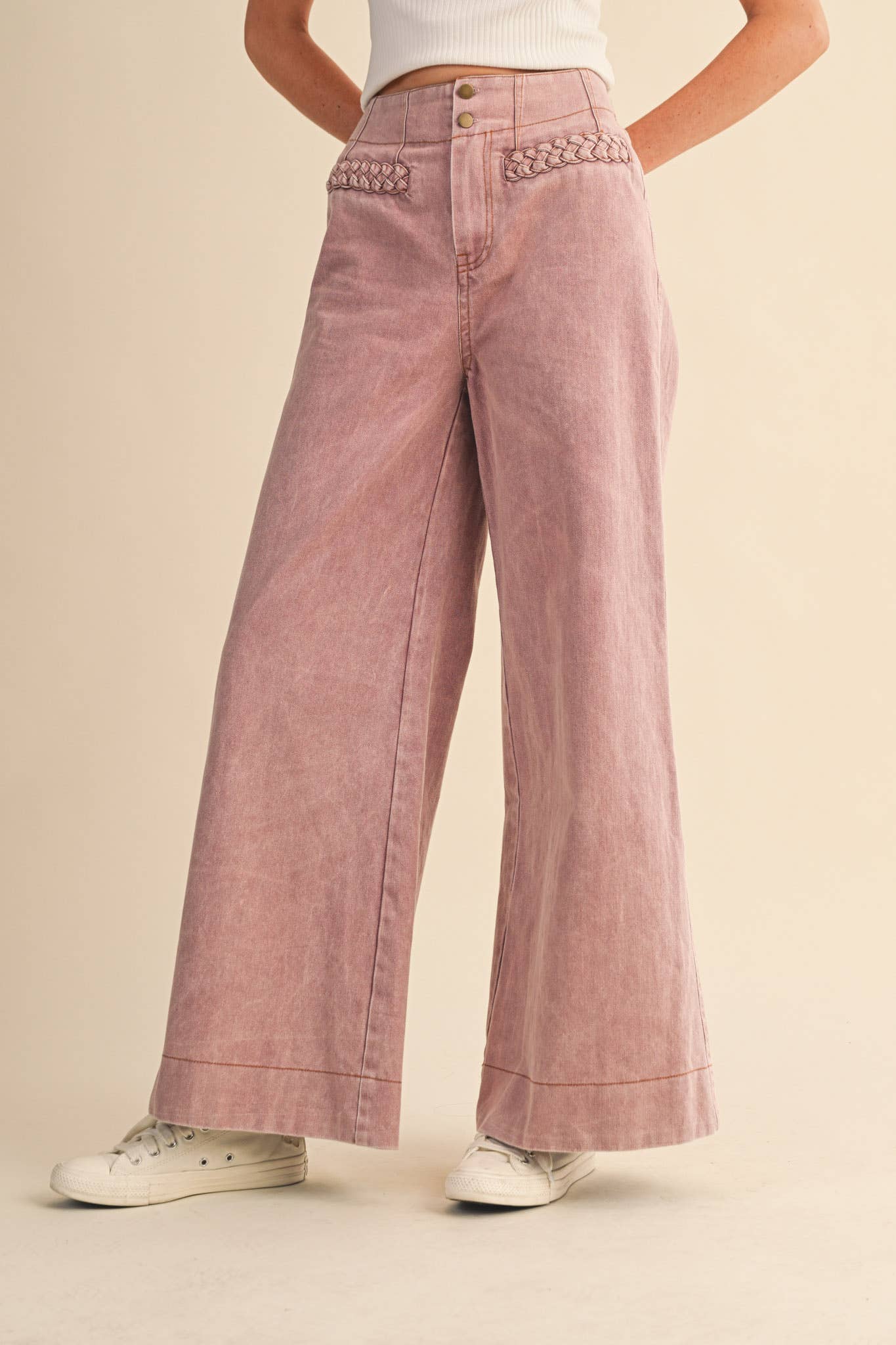 Mauve Braided Pocket Pants