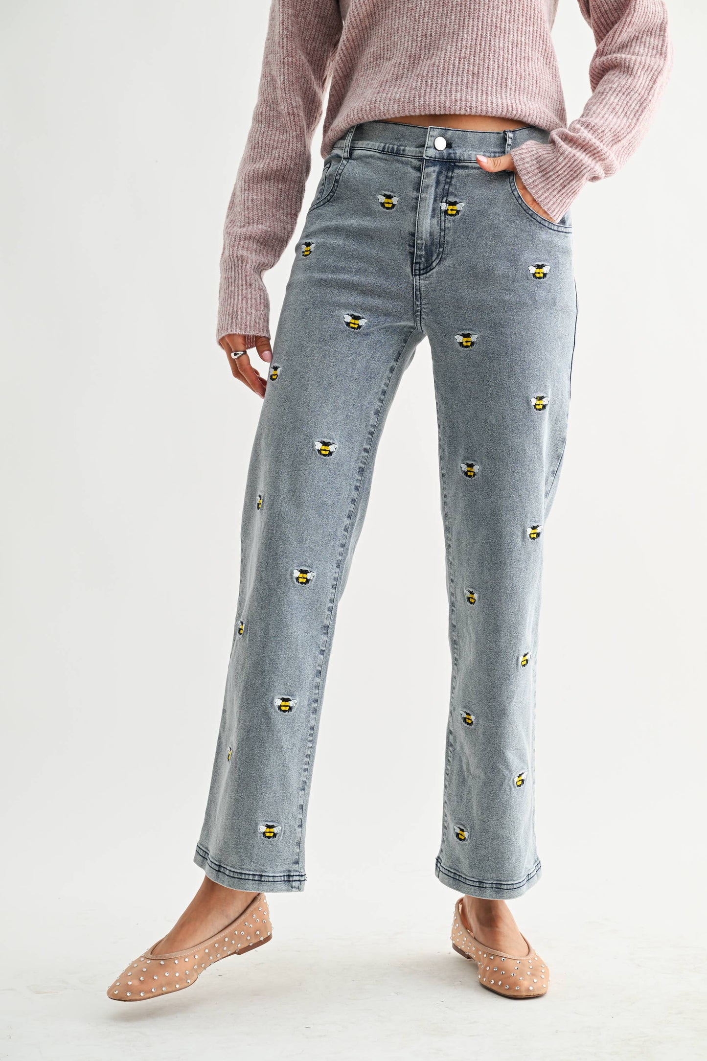 Bee Embroidered Jeans