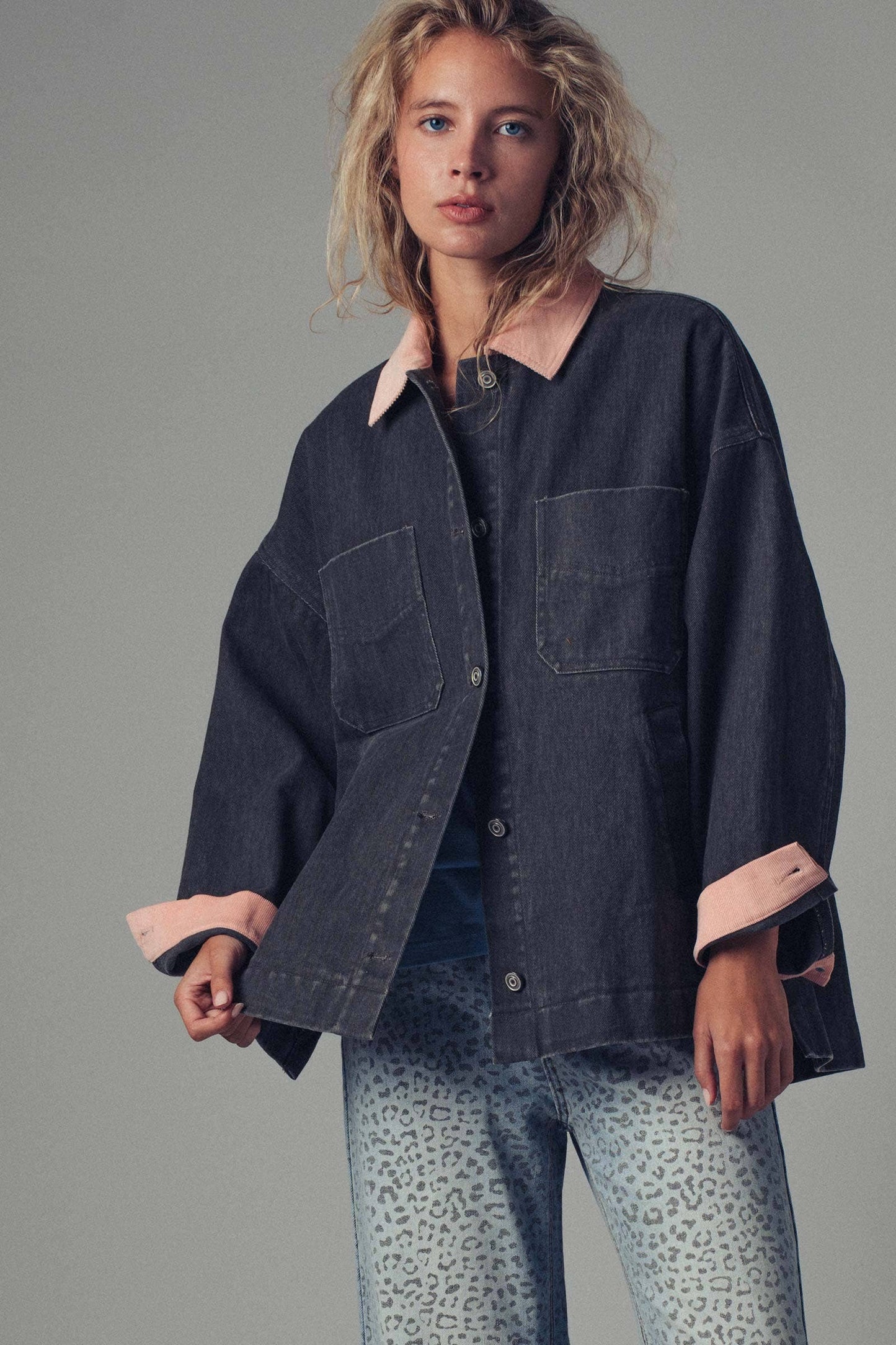 Black & Pink Corduroy Jacket