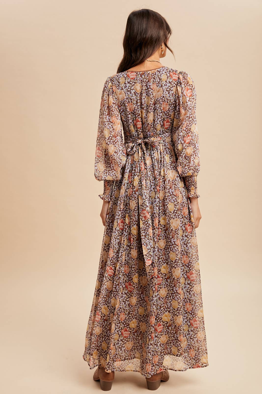 Brown Floral Maxi Dress