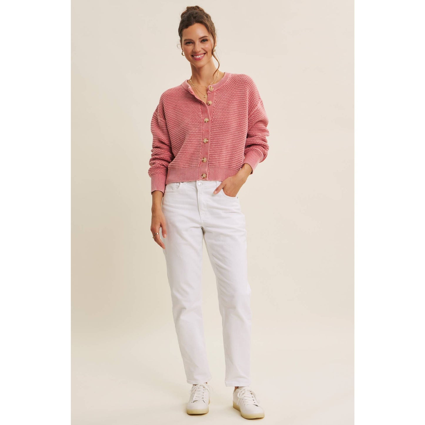 Pale Mauve Knit Cardigan