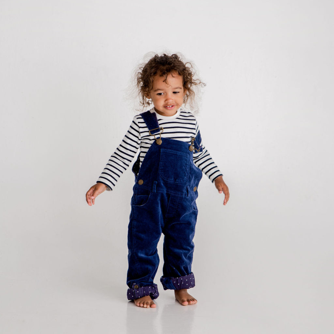 Kids Corduroy Dungarees - Navy