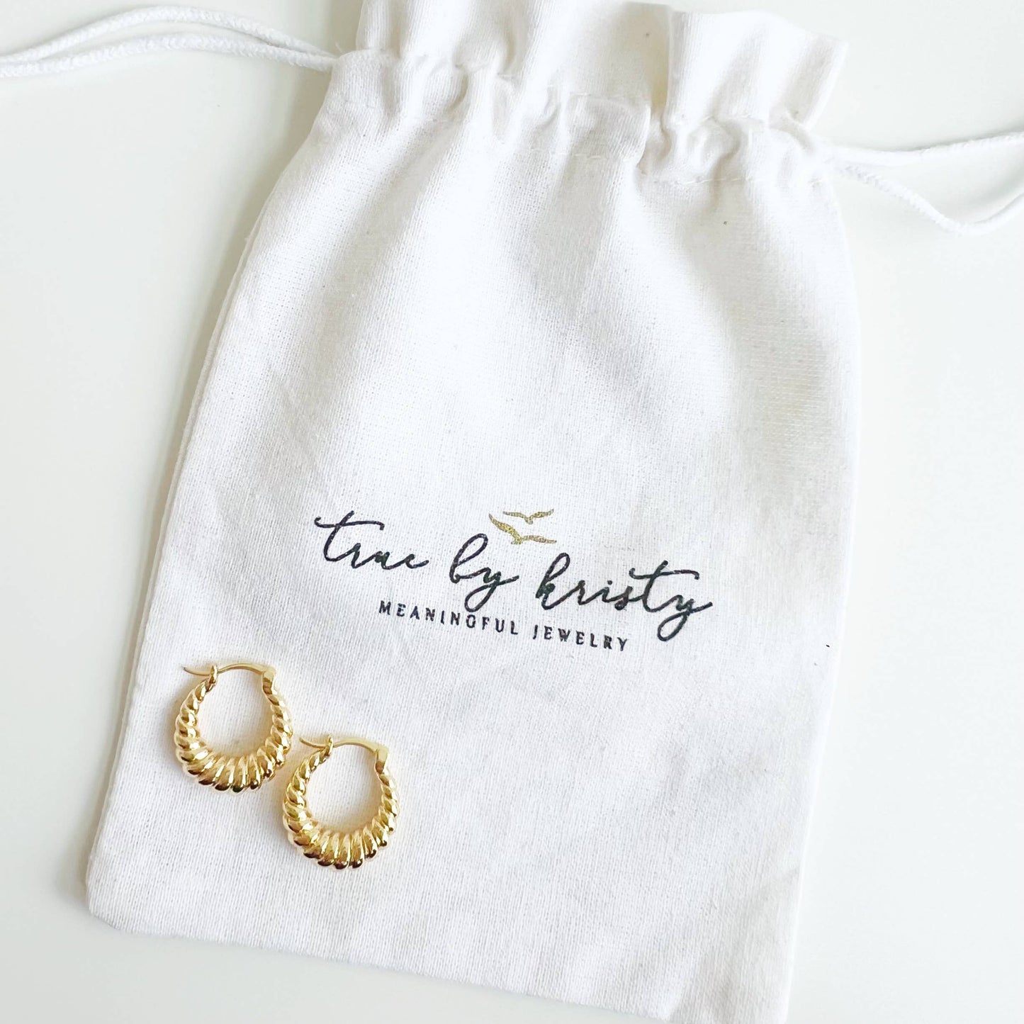 Gold Croissant Twist Hoops