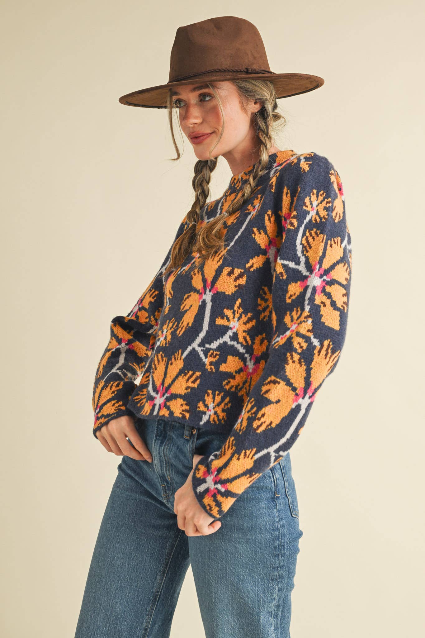 Floral Mock Sweater