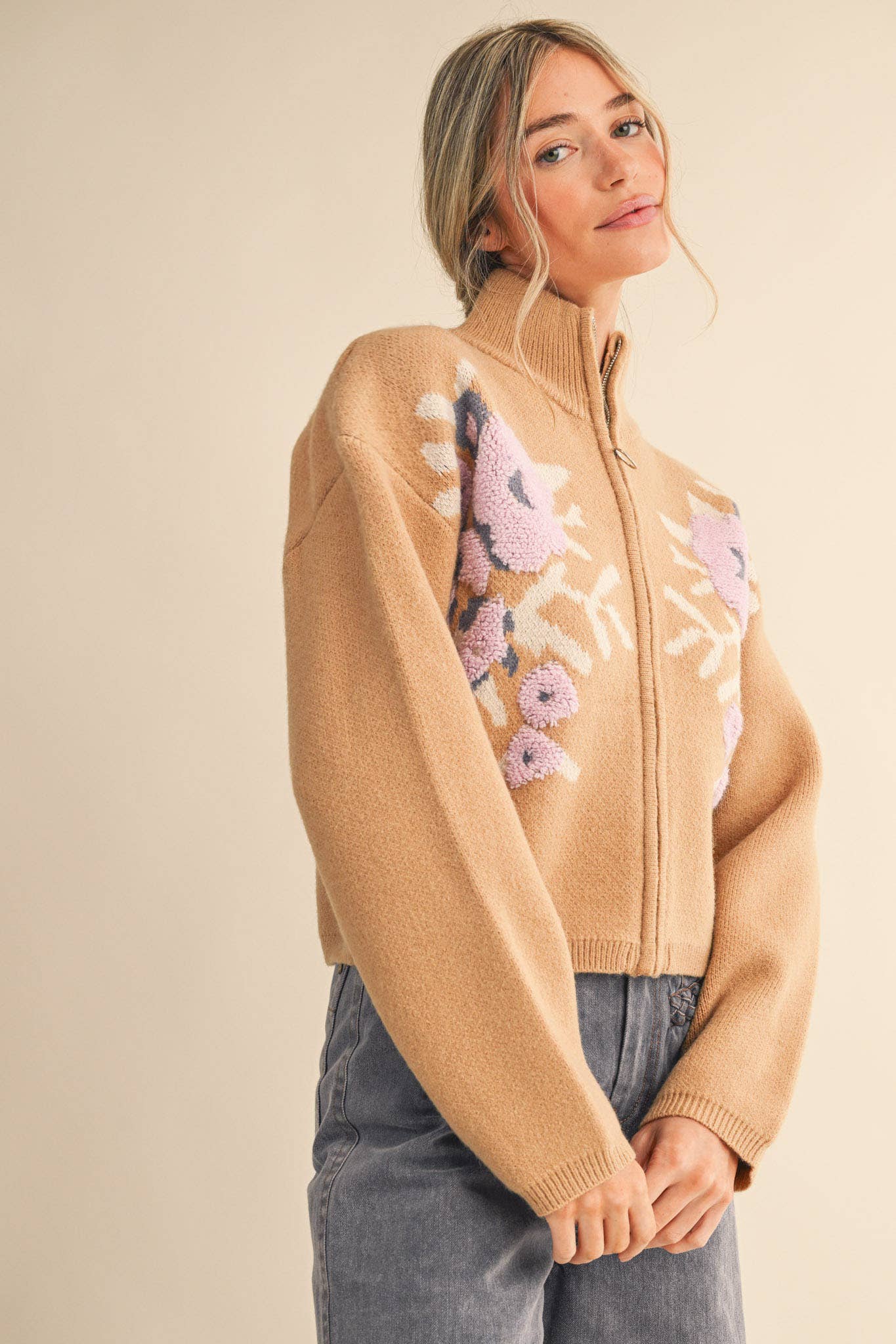 Floral Zip Cardigan