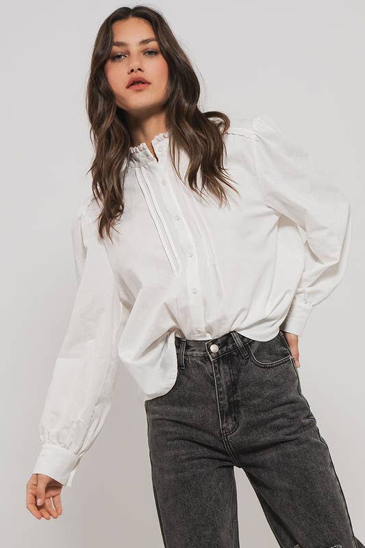 White Ruffle Blouse