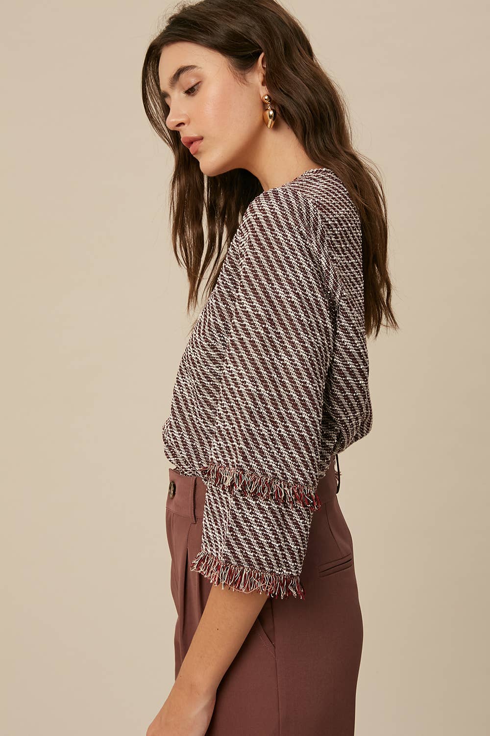 Burgundy Fringe Top
