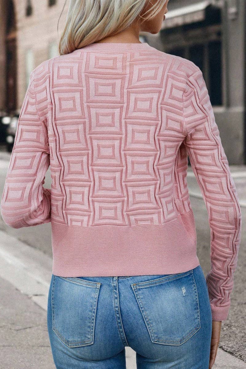 Pink Geo Cardigan