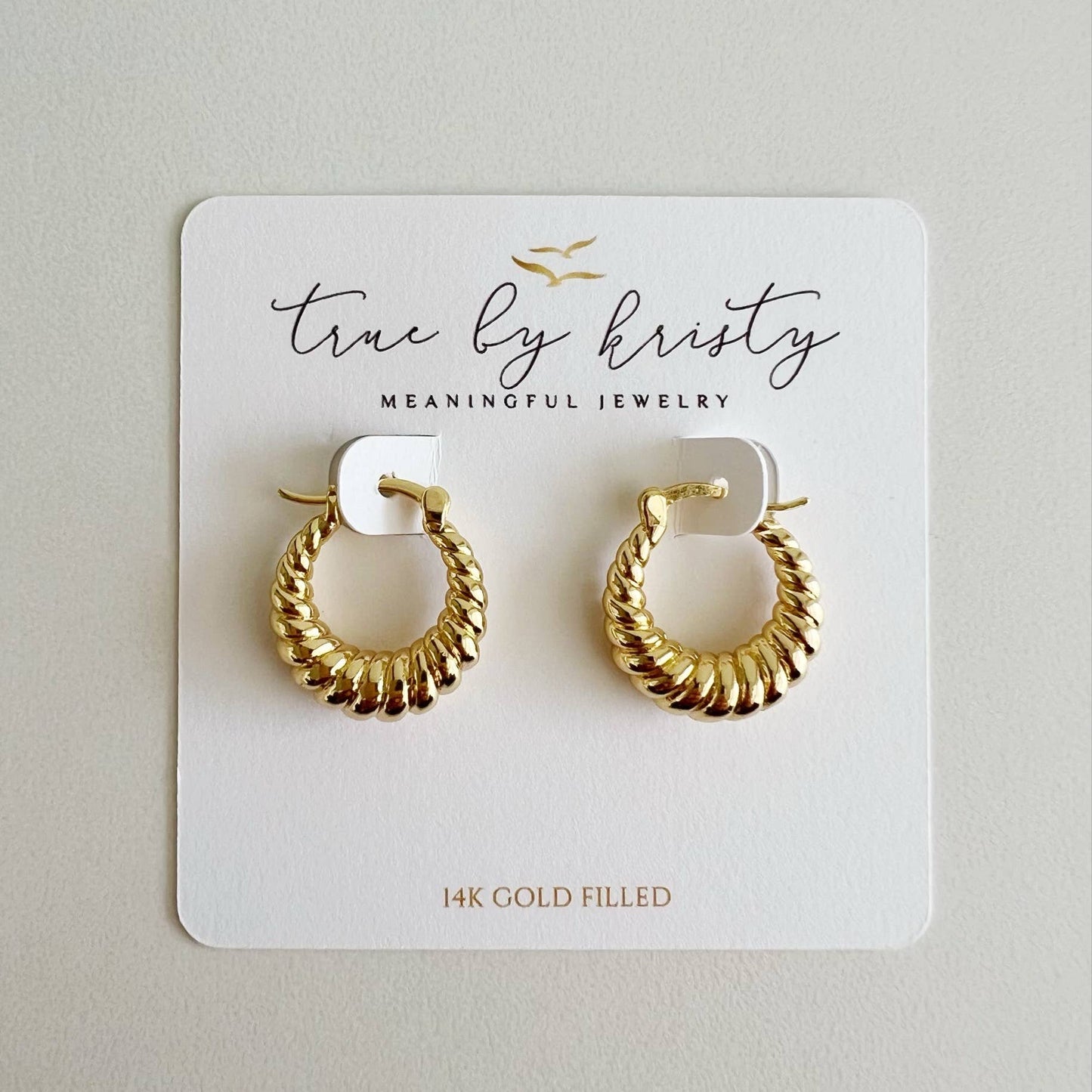 Gold Croissant Twist Hoops