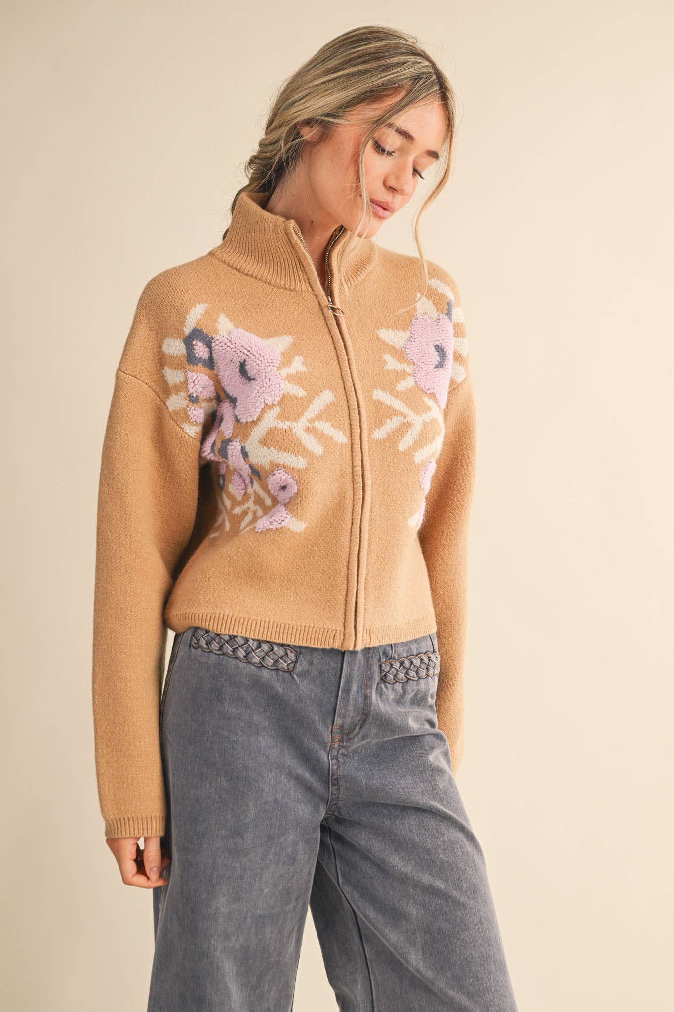Floral Zip Cardigan