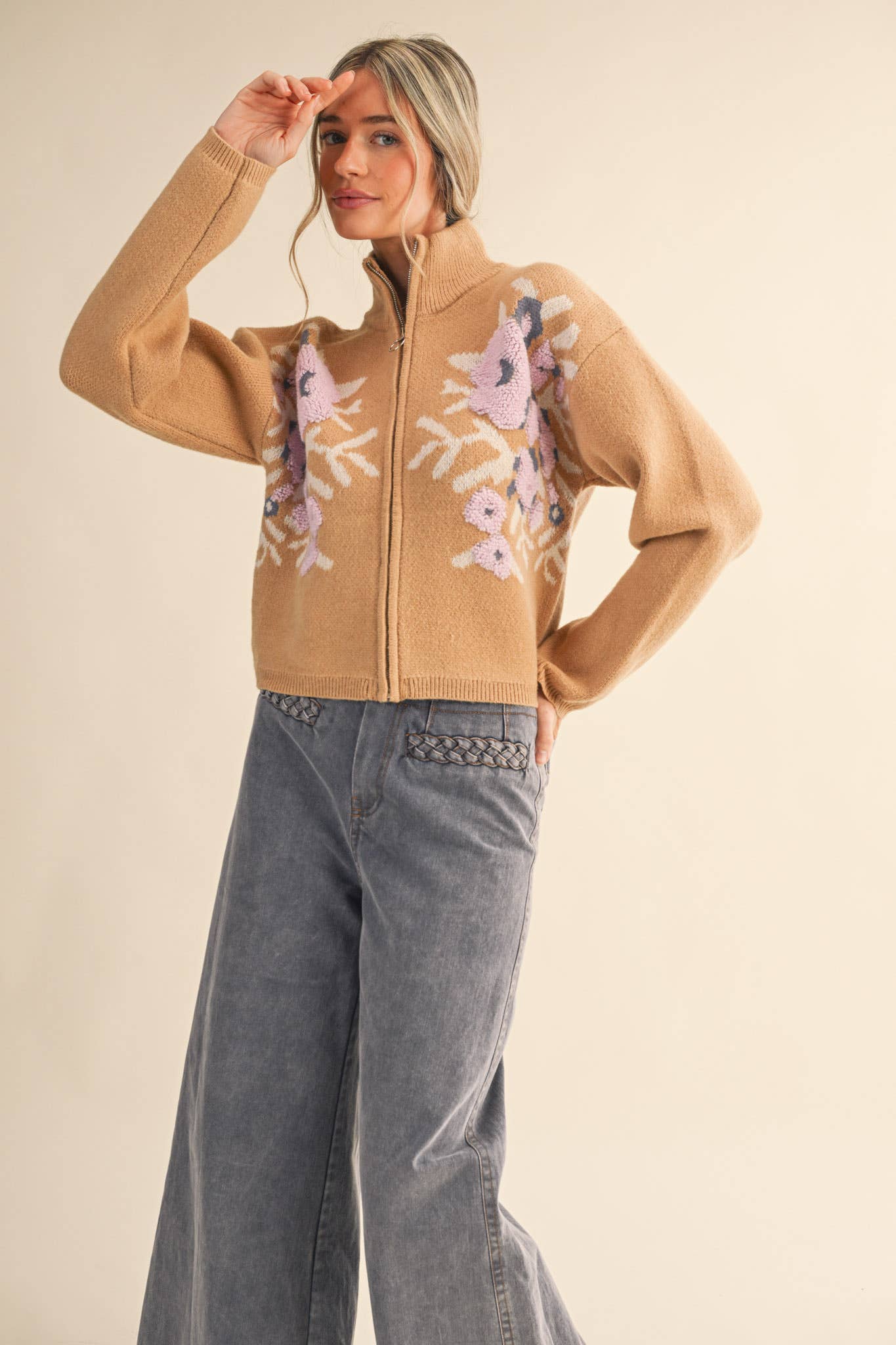 Floral Zip Cardigan