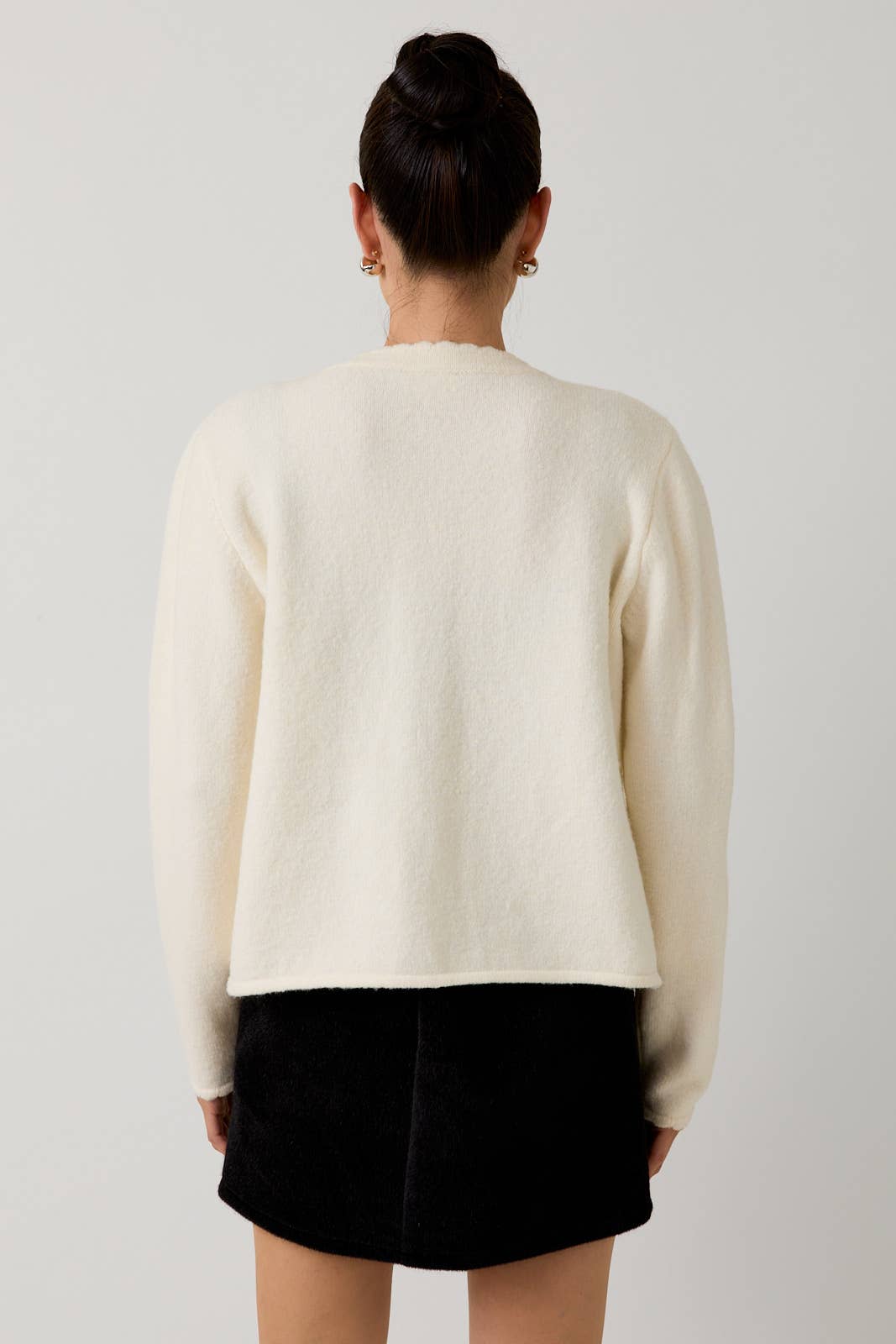 Cream Scallop Edge Cardigan