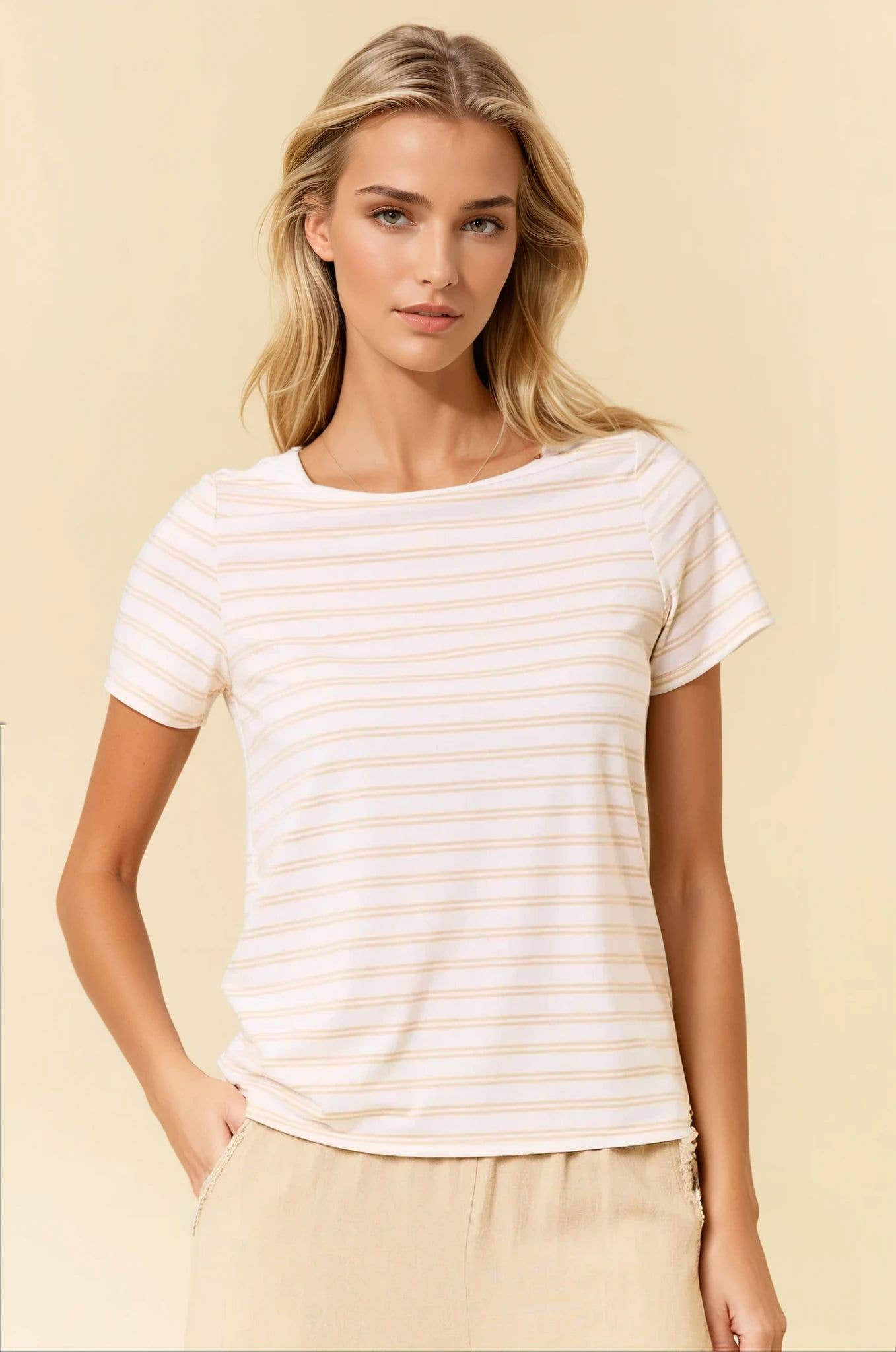 Striped Boat Neck Tee