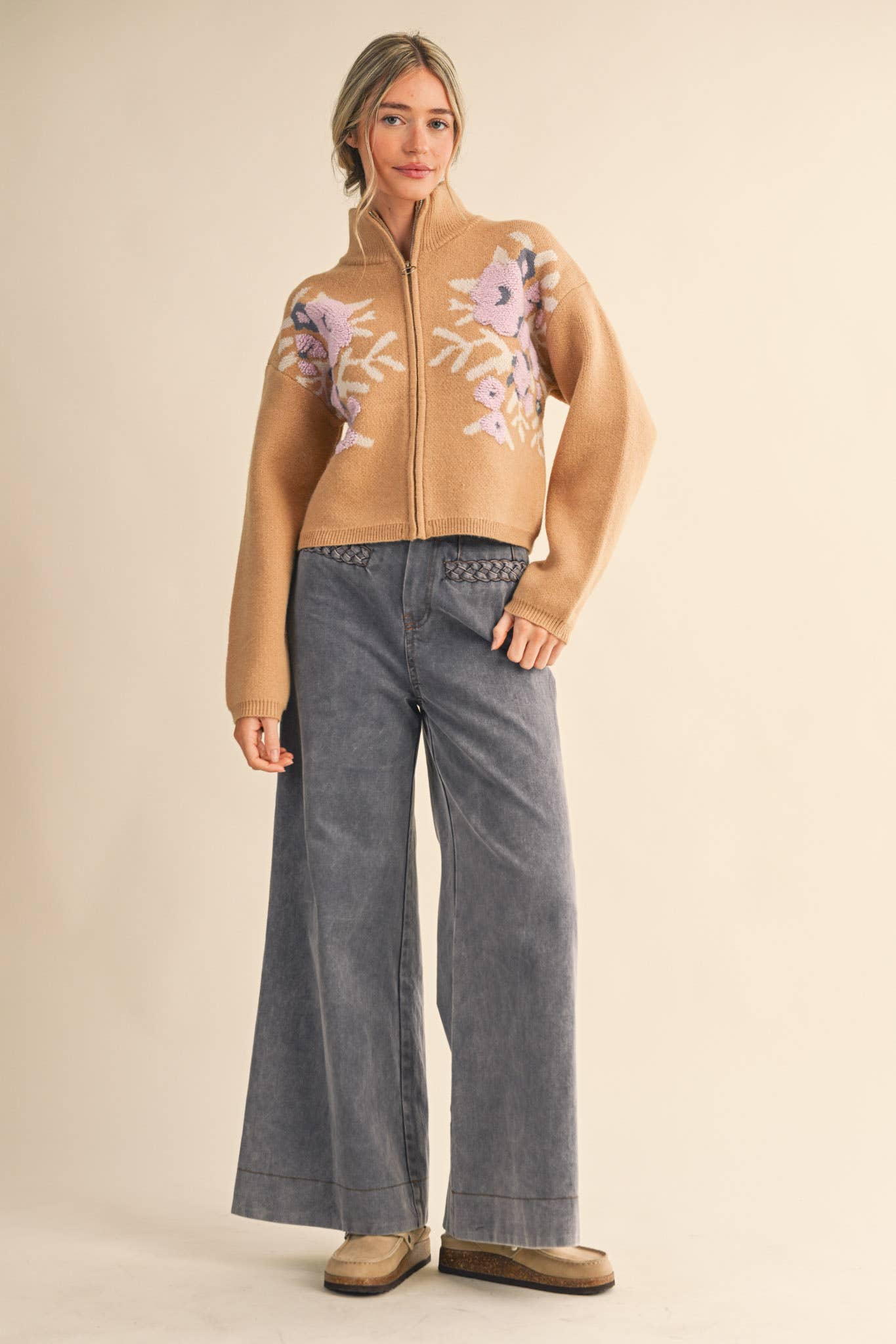 Floral Zip Cardigan