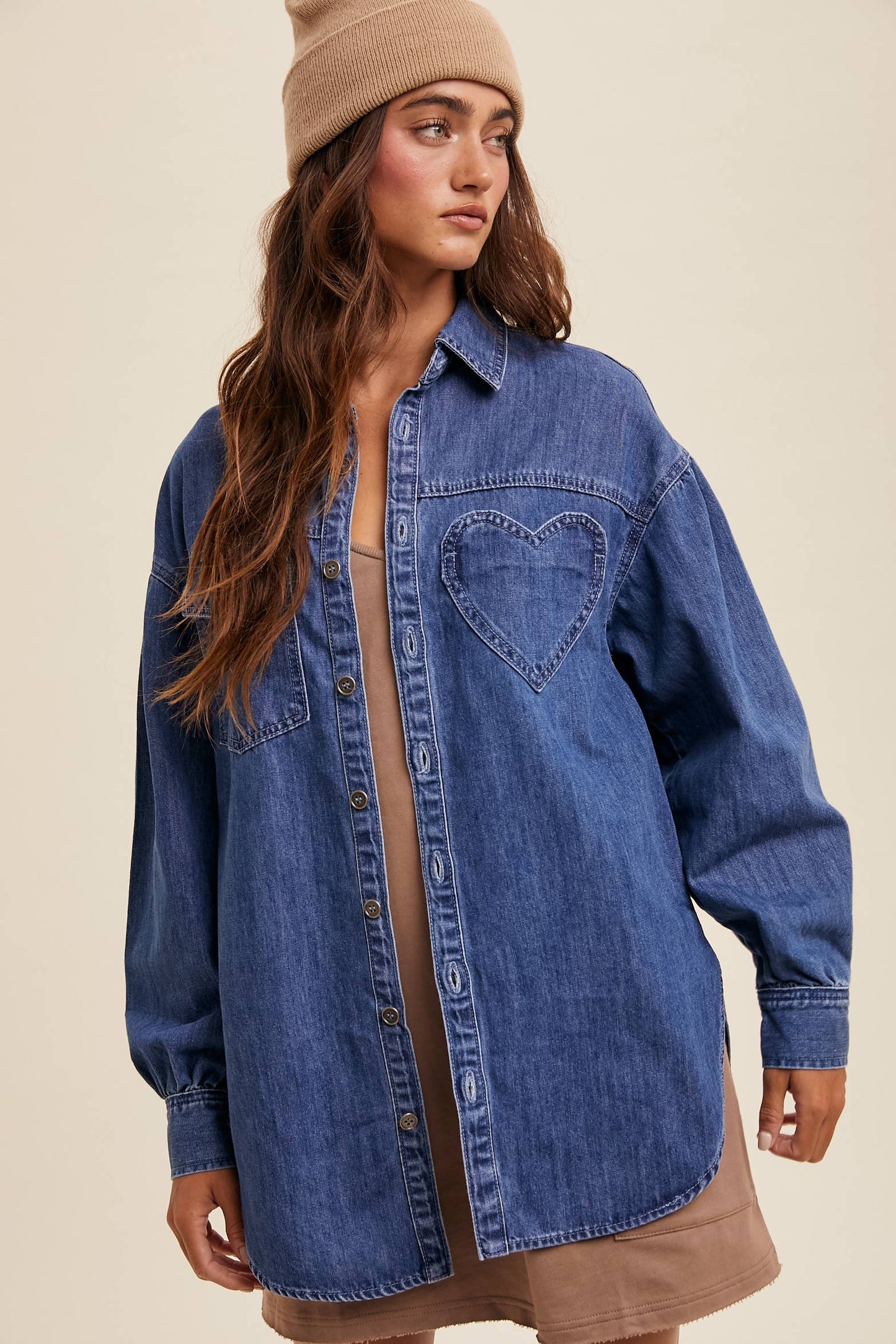 Heart Oversized Denim Shirt