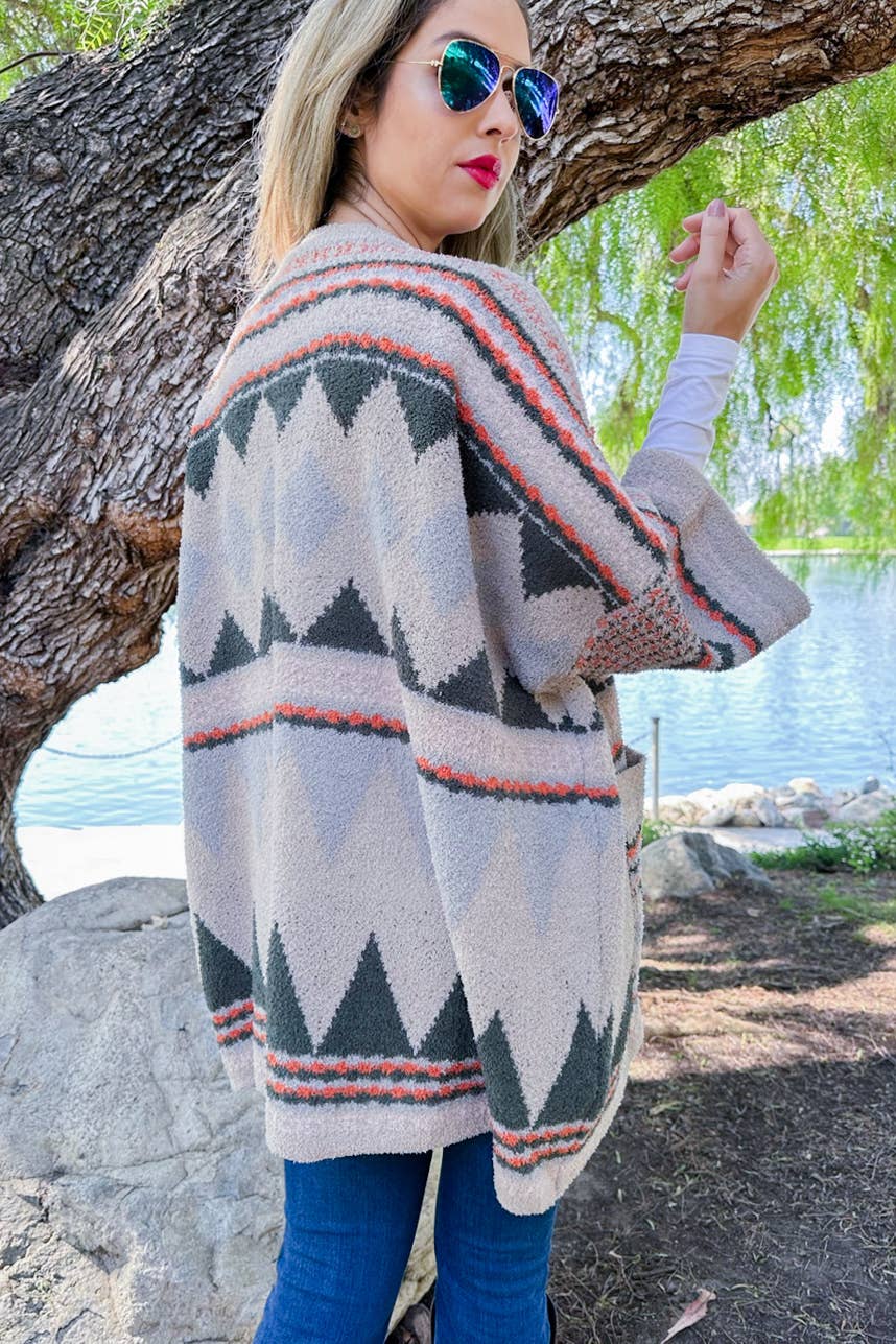 Olive Aztec Cardigan