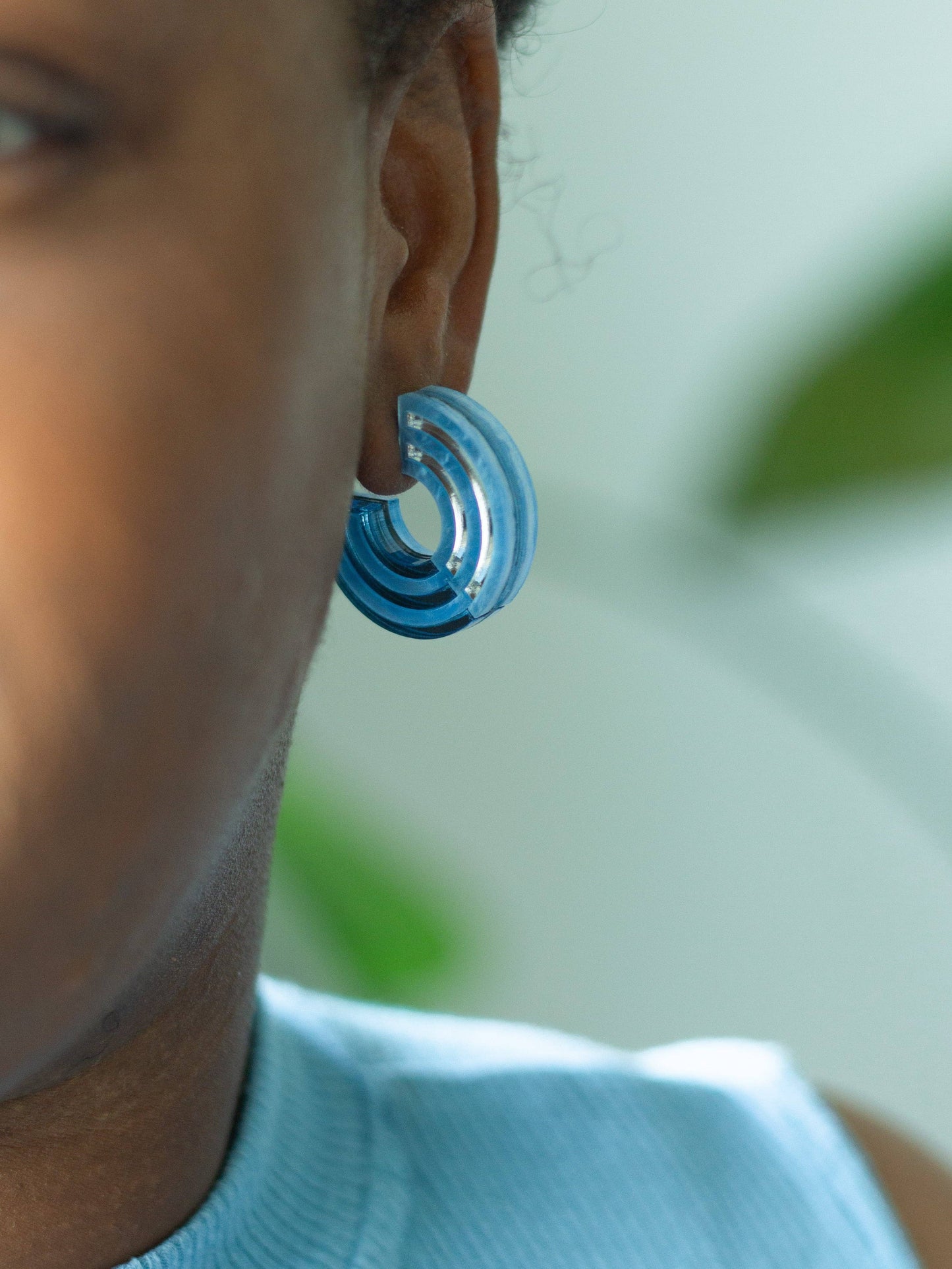 Blue Chunky Hoop Earrings