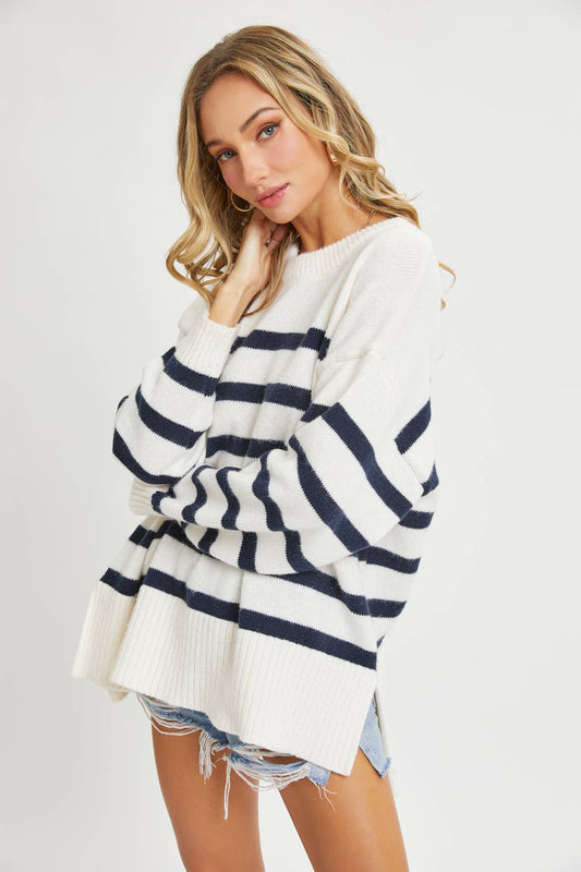 Cream & Navy Sweater