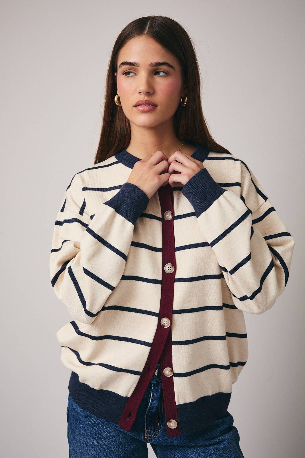 Navy Color Block Sweater