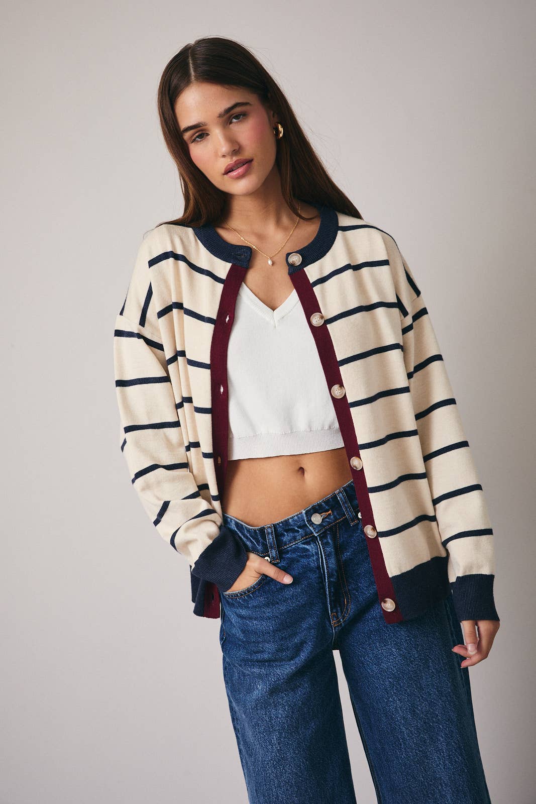 Navy Color Block Sweater