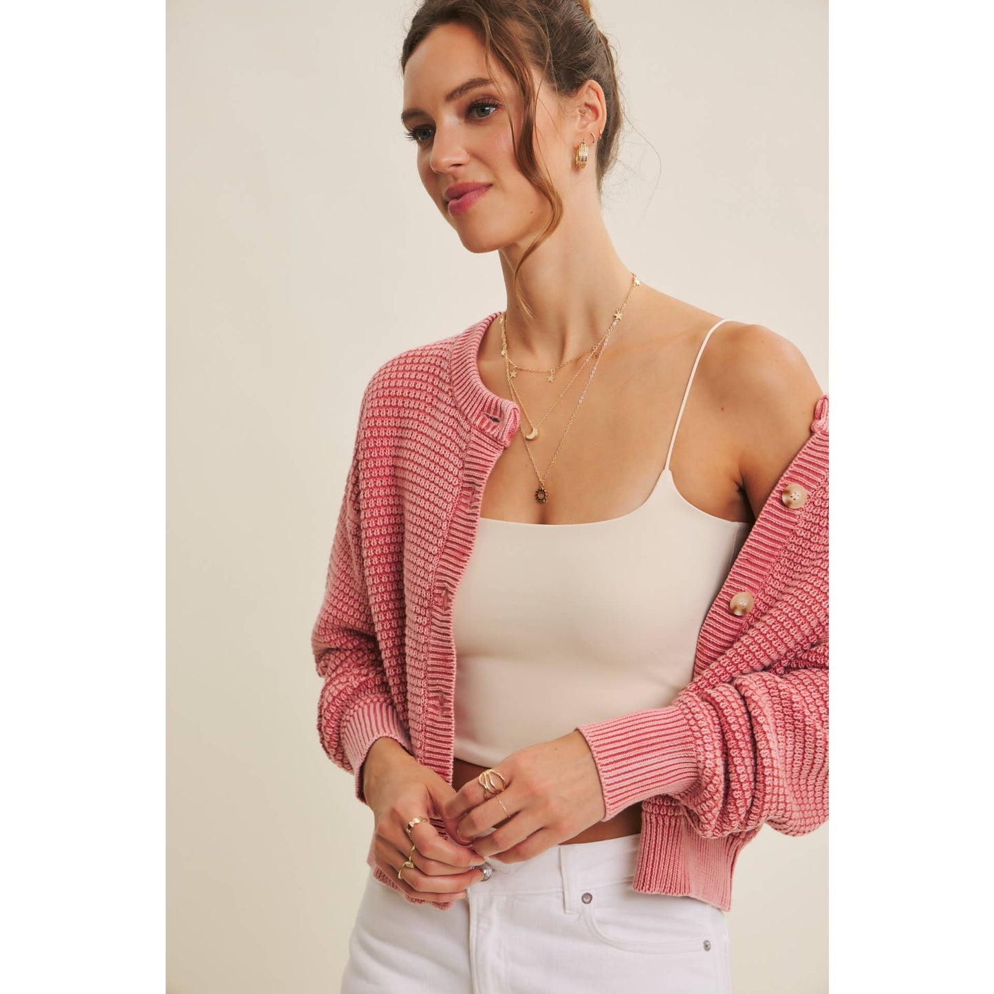 Pale Mauve Knit Cardigan
