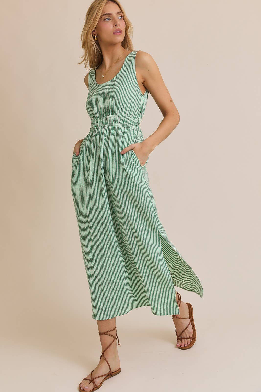Green Striped Summer Dress