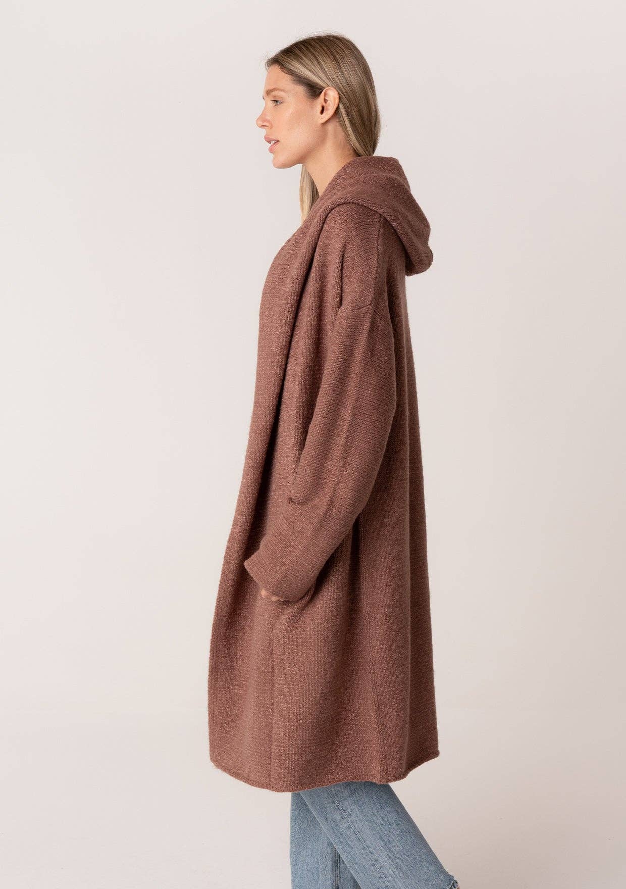 Mauve Hooded Sweater Coat