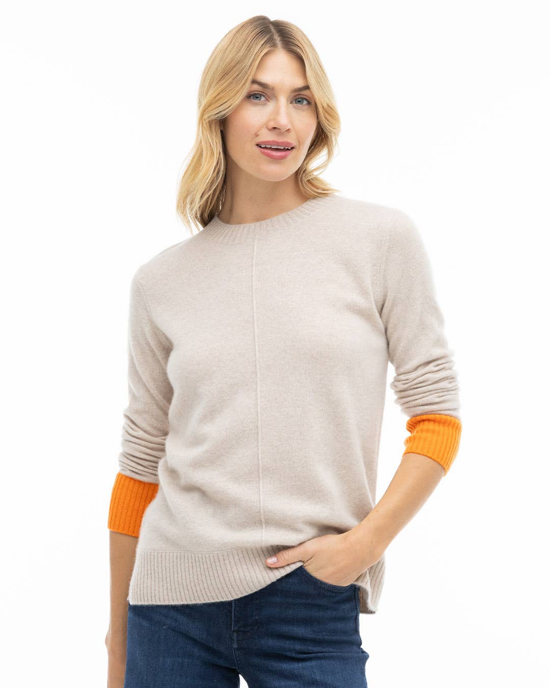 Sand & Orange Cashmere Sweater