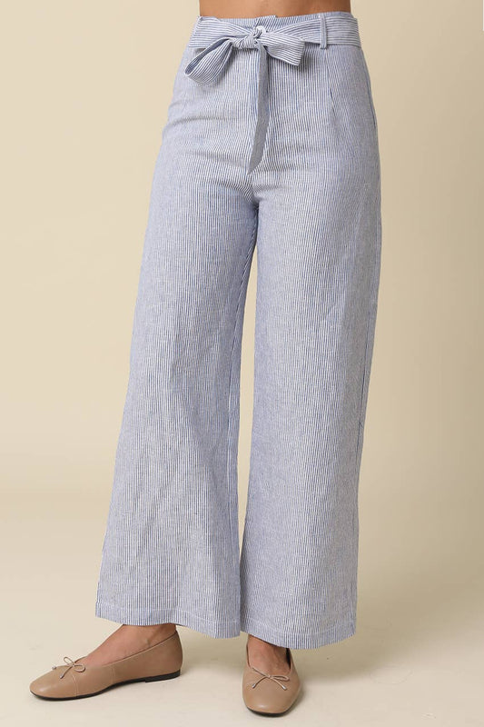 Striped Tie-Waist Denim