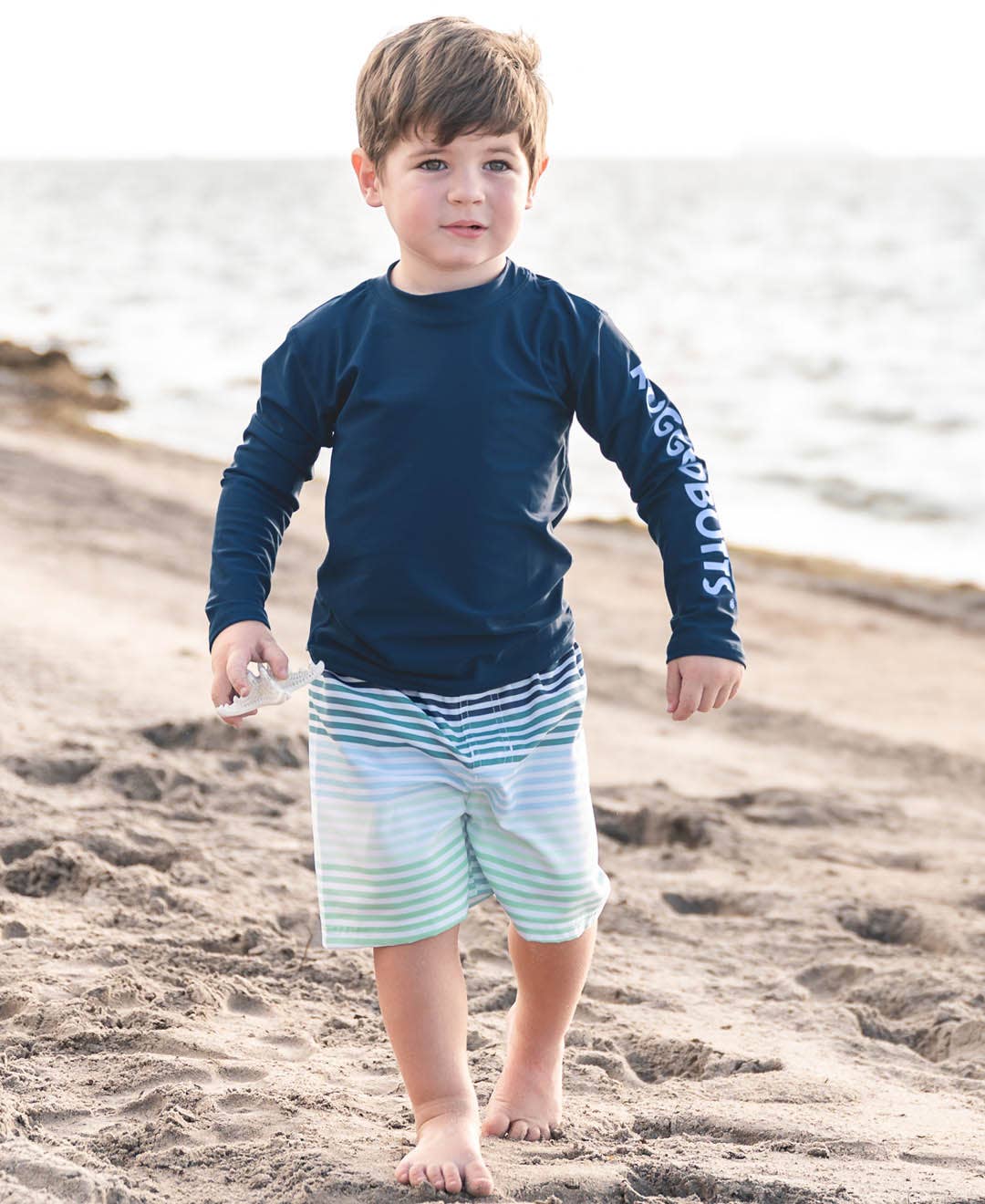 Kids Coastal Stripe Swim Trunks