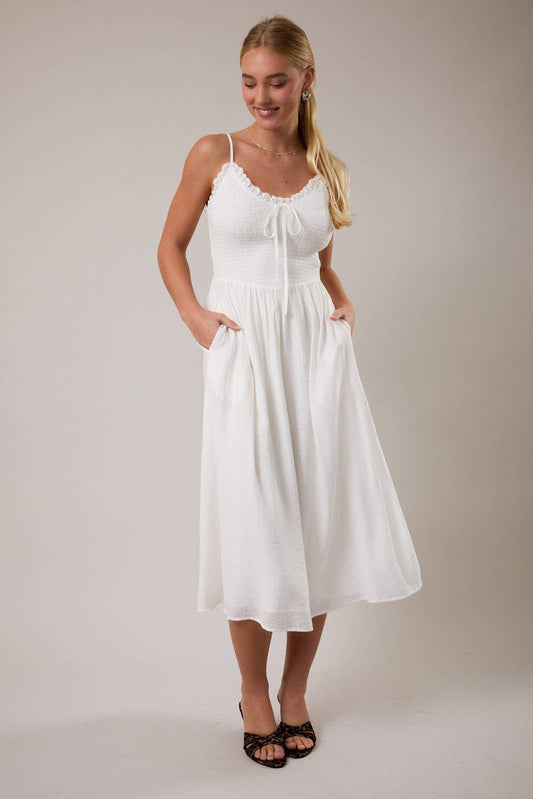 Midi Lace Trim Dress