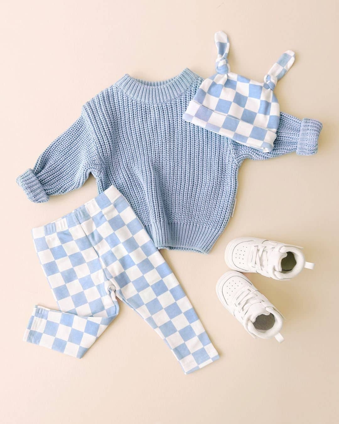 Kids Blue Checkered Leggings