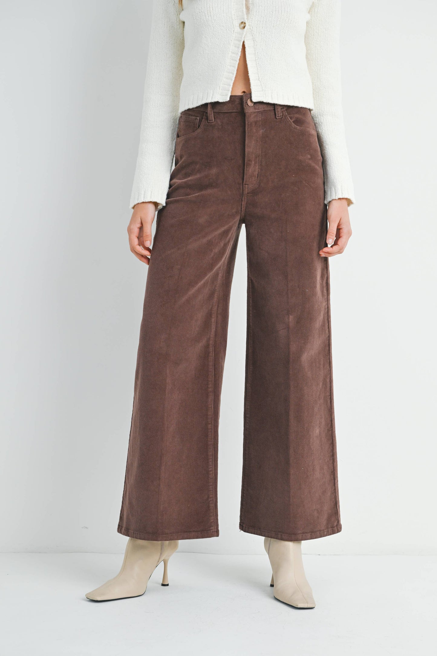 Brown Wide Leg Corduroy Pants