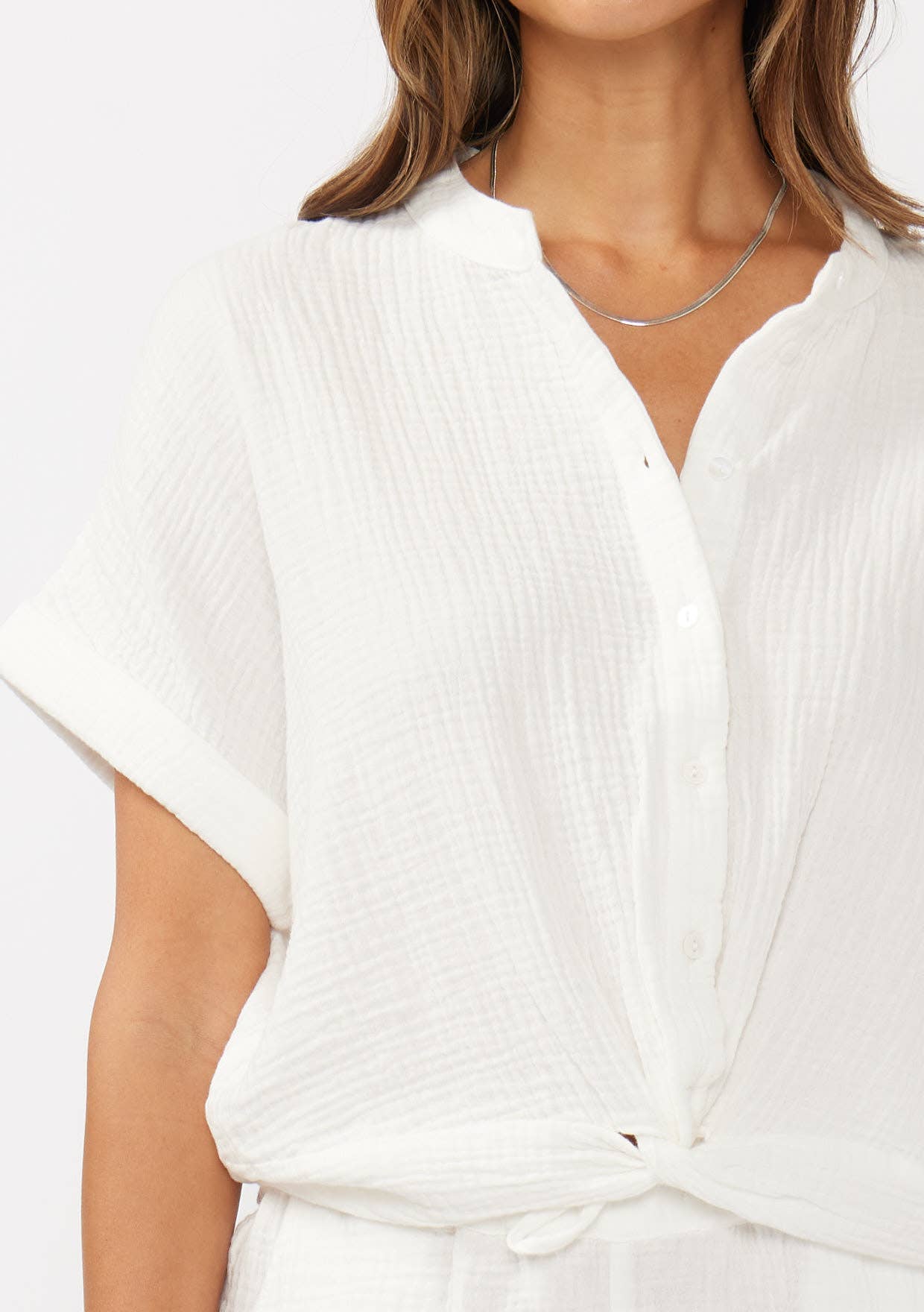 Knot Front White Top