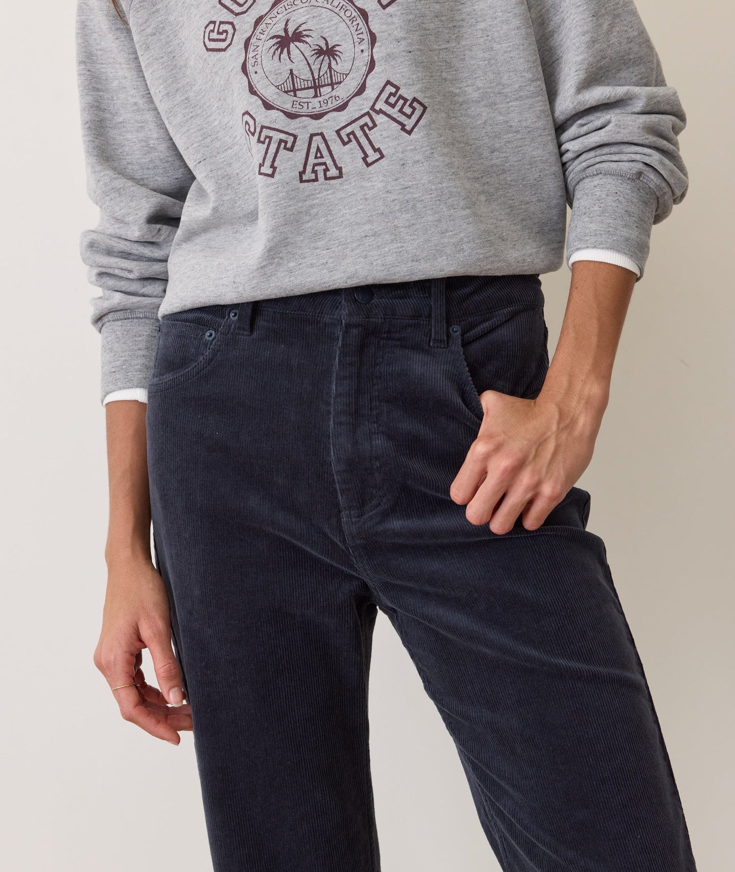 Marine Layer Navy Corduroy Straight Pant