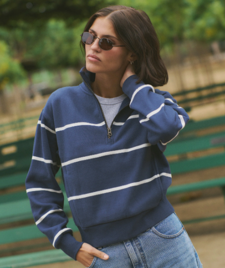 Marine Layer Navy Fleece Half Zip