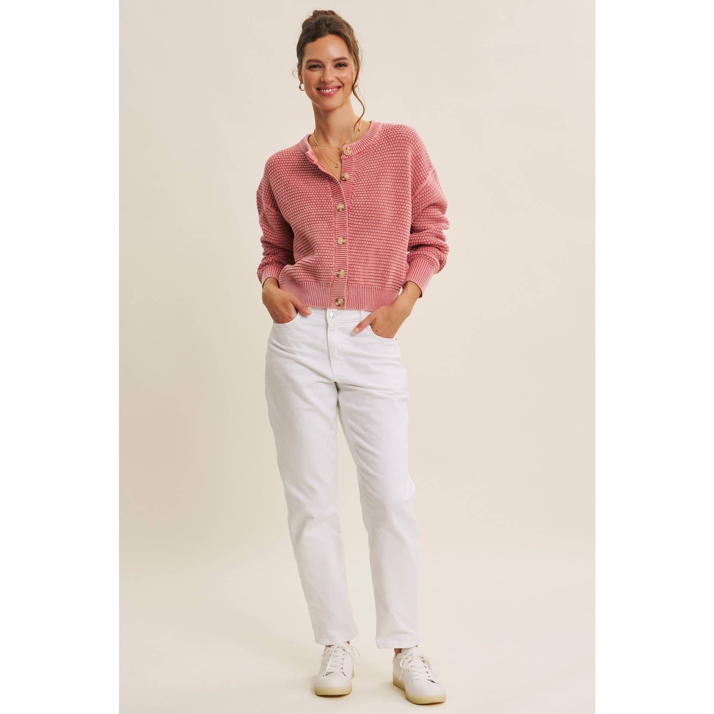 Pale Mauve Knit Cardigan