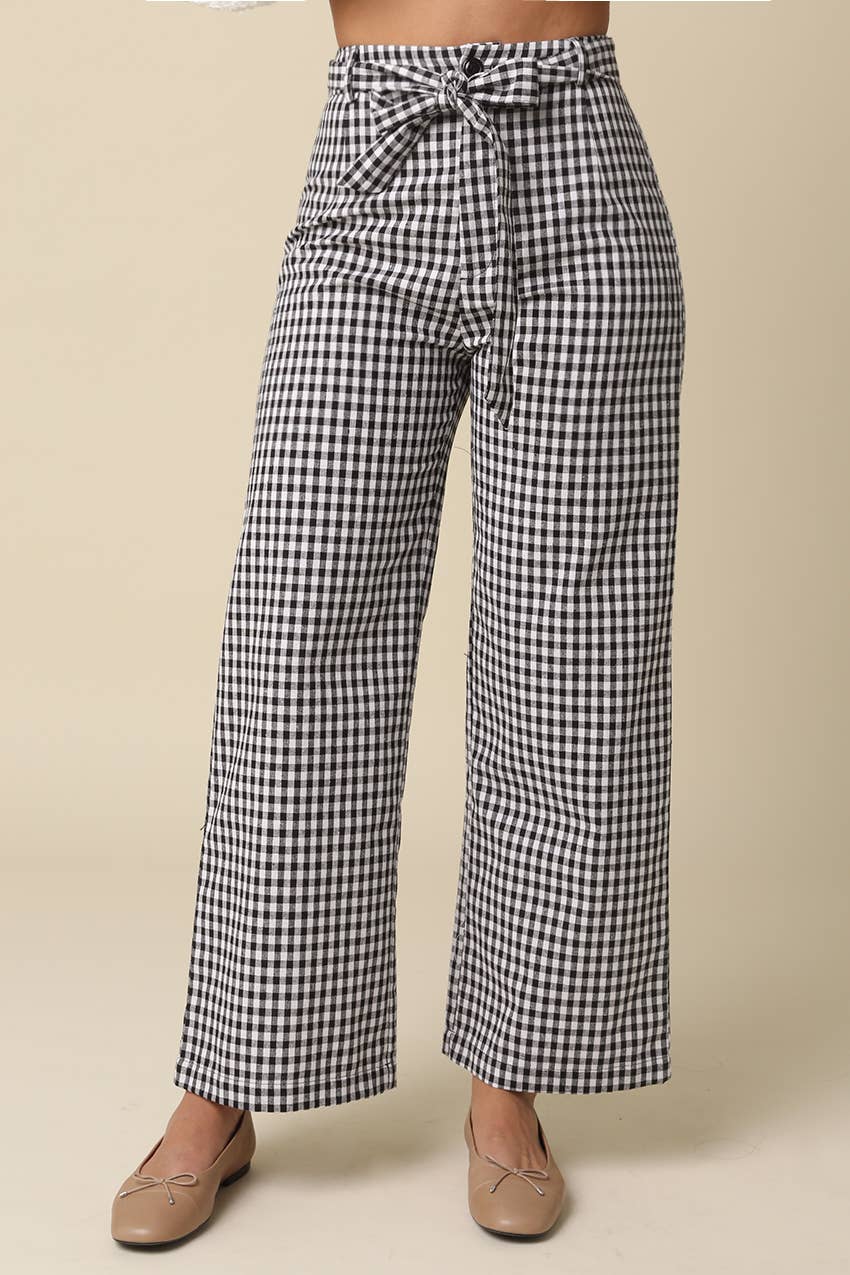 Gingham Tie-Waist Pants