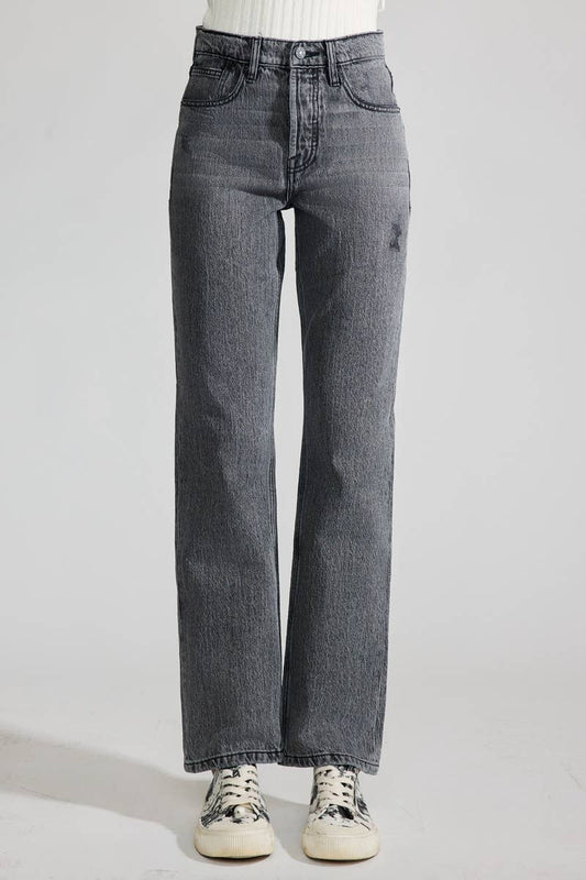 High Rise Straight Grey Denim