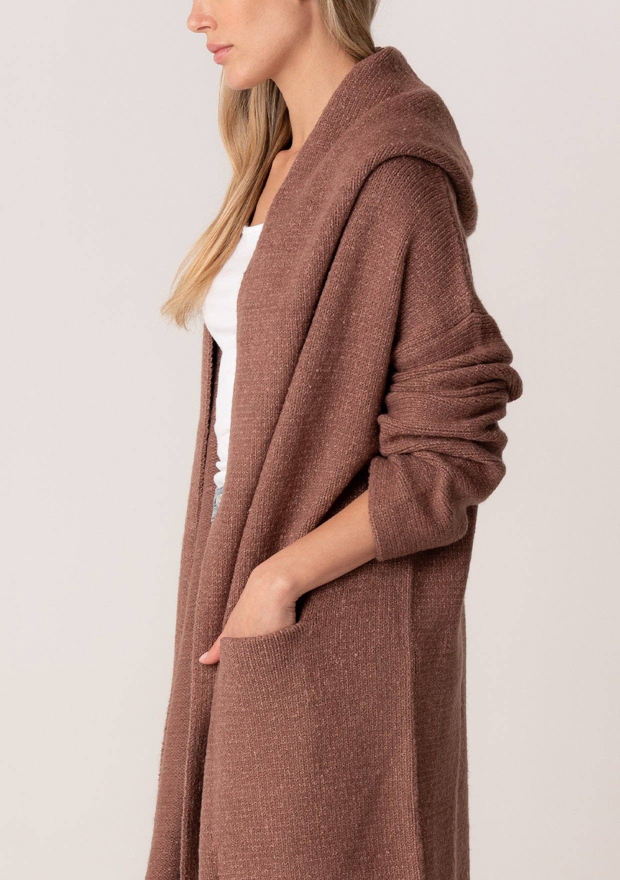 Mauve Hooded Sweater Coat