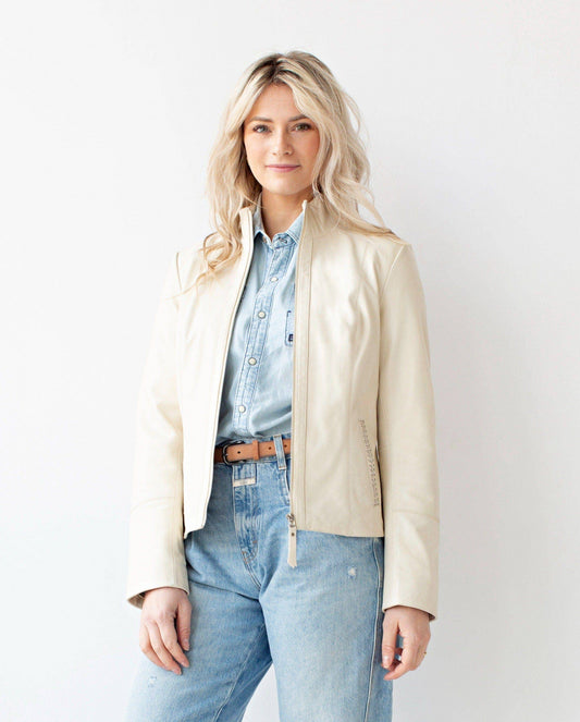 Creme Leather Jacket