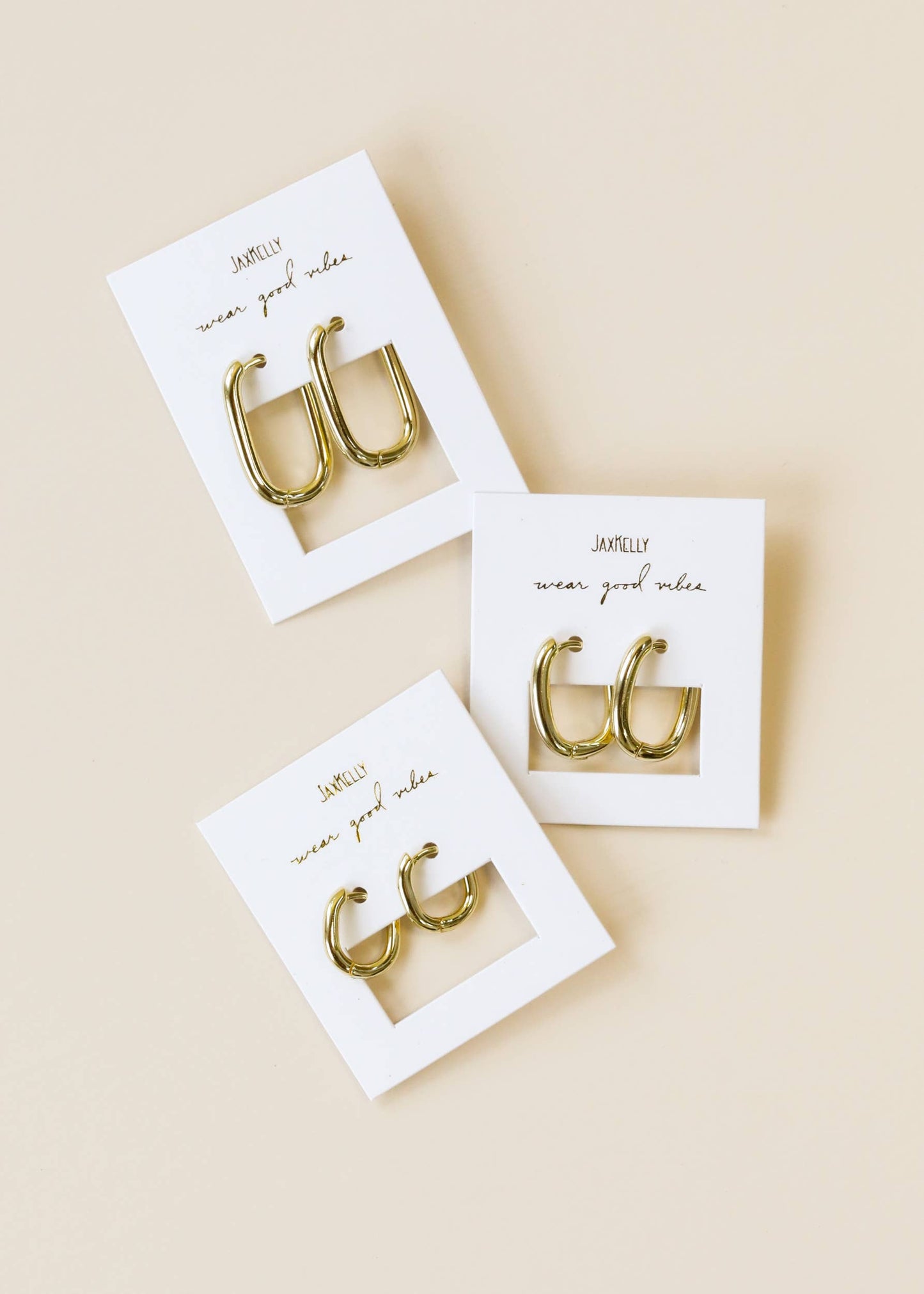 Gold Rectangle Hoop Earrings