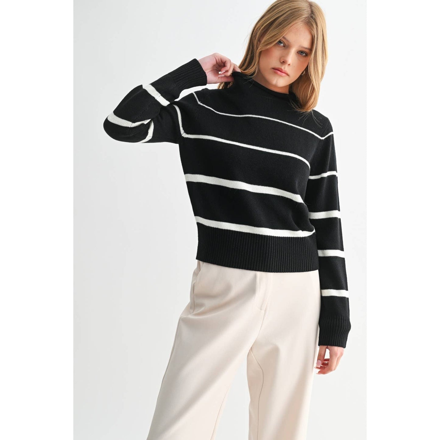 Black & Ivory Striped Sweater
