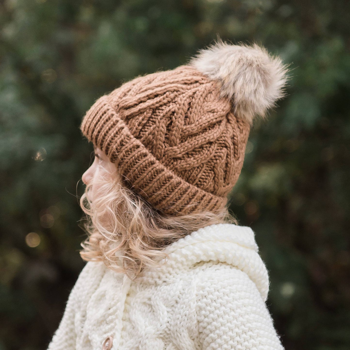 Kids Pecan Pom Pom Beanie