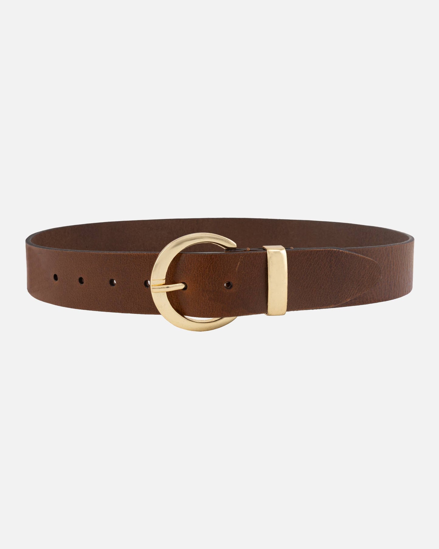 Crescent Buckle Leather Belt