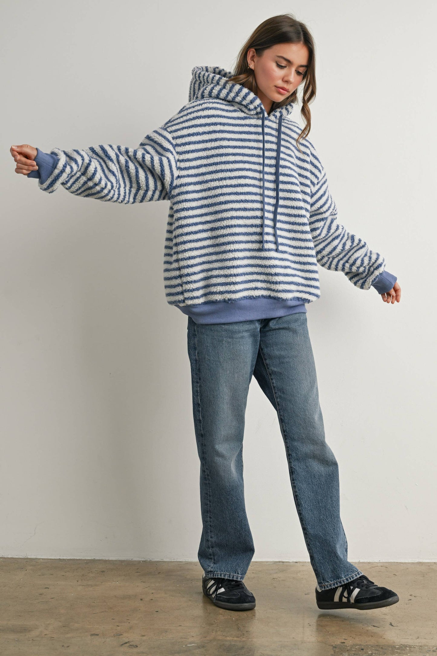 Brushed Striped Puffy Hoodie