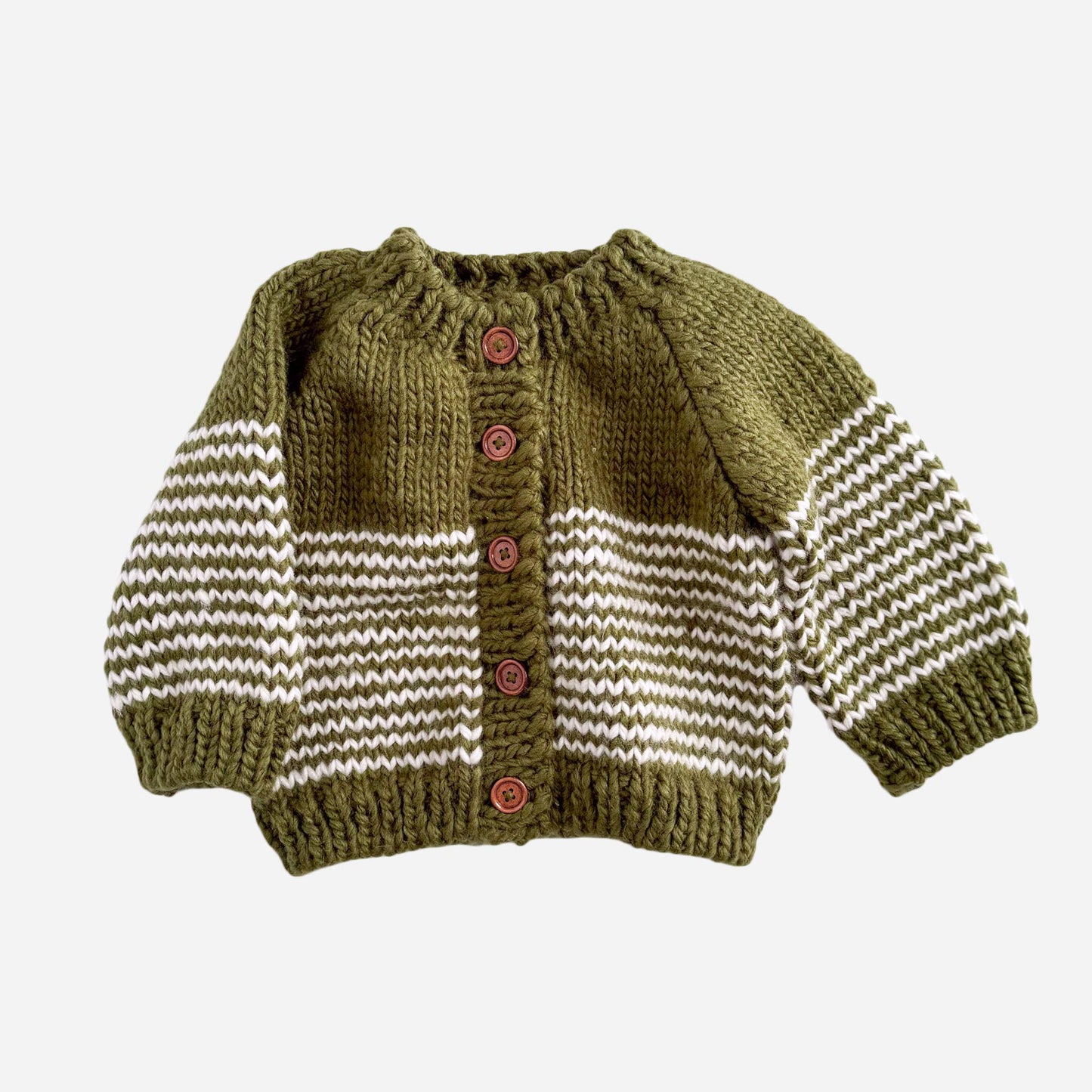 Kids Stripe Cardigan - Moss