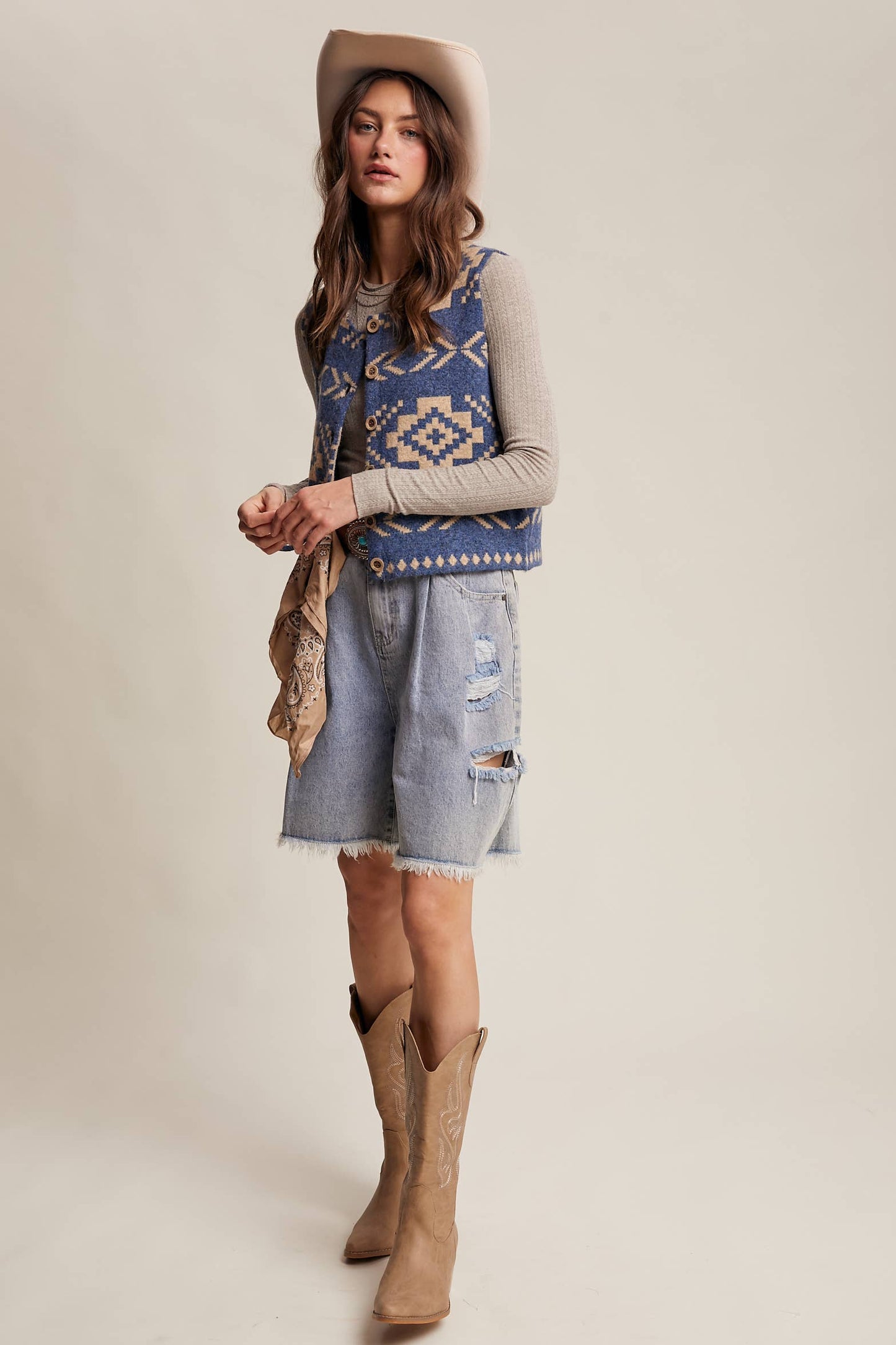 Vintage Blue Wool Vest