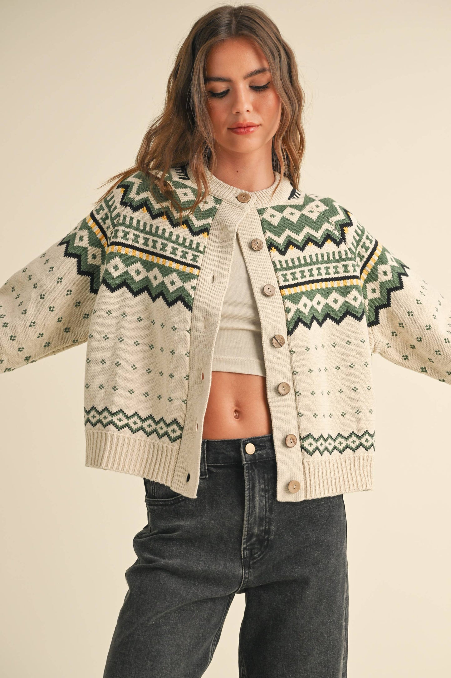 Patterned Sweater Cardigan